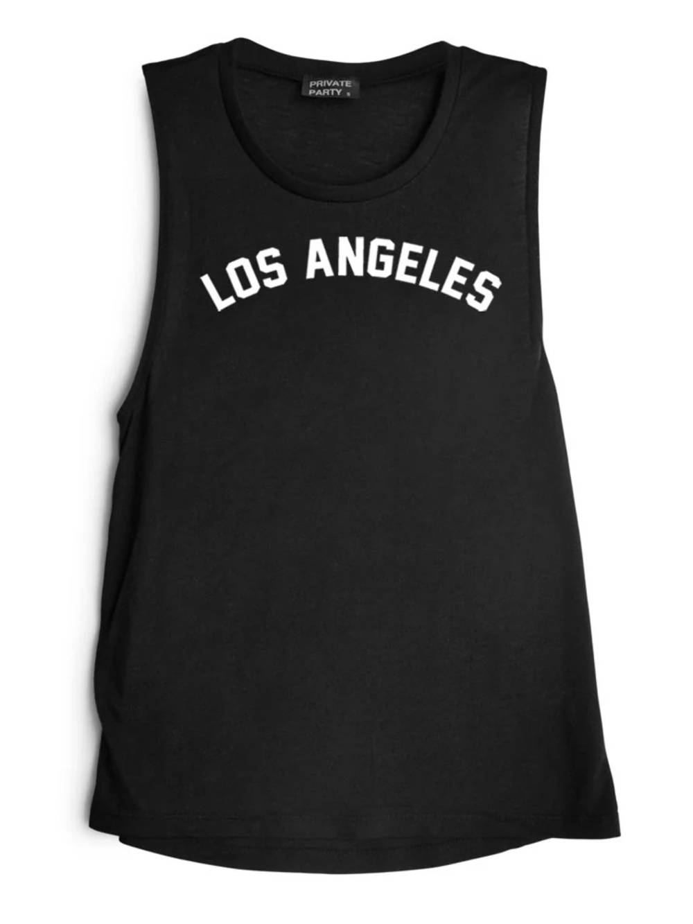 BRAND NEW - PRIVATE PARTY Black Muscle Tank with White "LOS ANGELES" Print